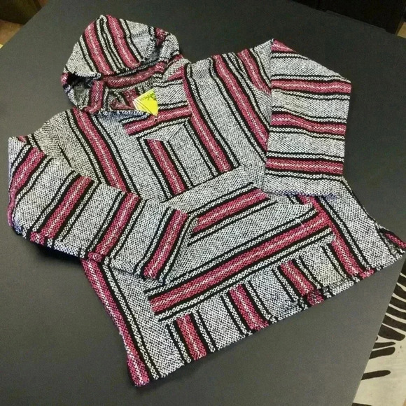 NWT Vintage Iguana Jack Womens Mens Multi-Color Baja Blanket Pullover Hoodie Sma - Picture 3 of 12